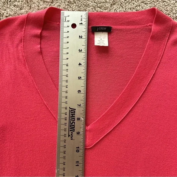 J Crew Womens Sweater Salmon Long Sleeve V Neck Cotton Summer Medium RN77388 - Picture 7 of 12